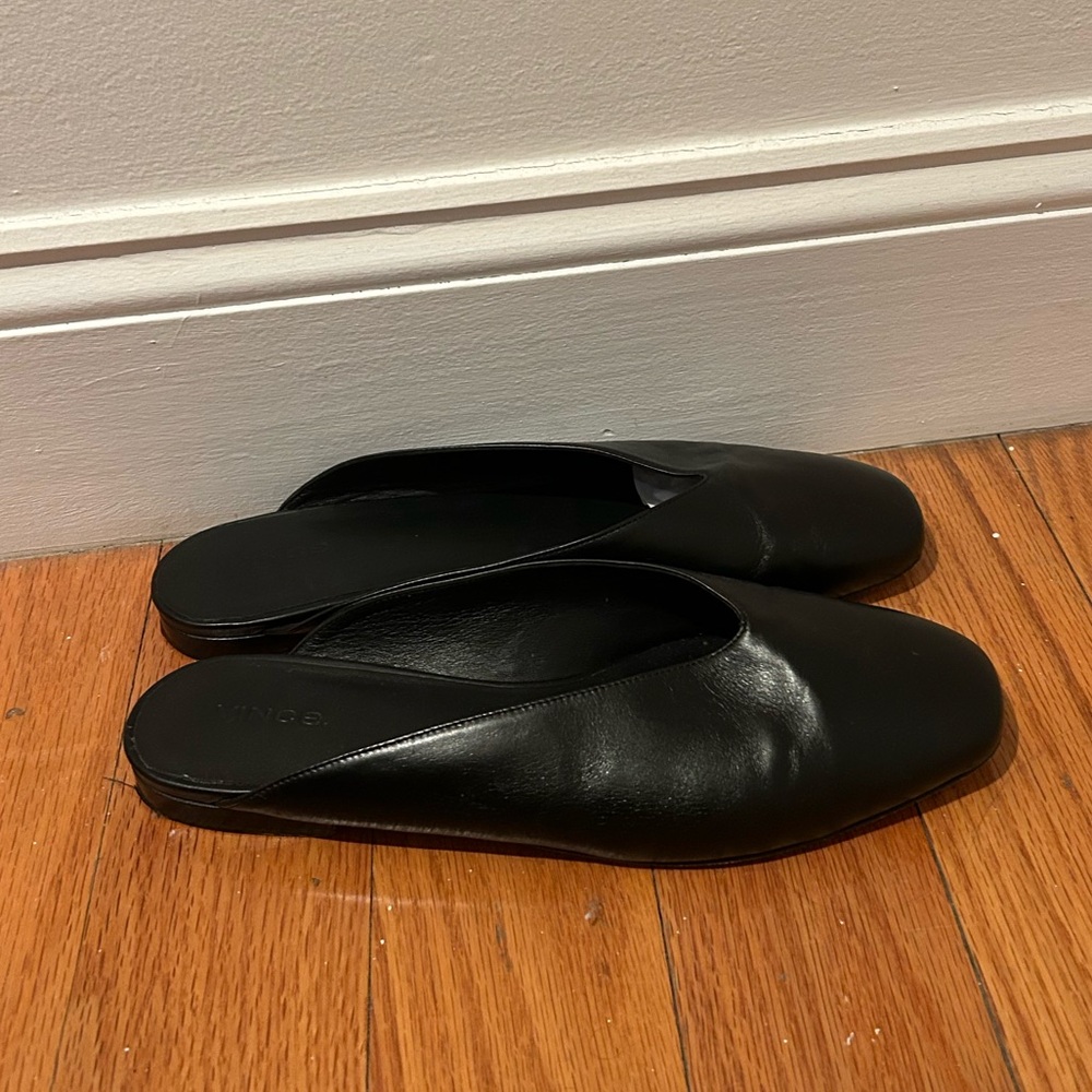 Vince Black Leather Mules Size 38.5